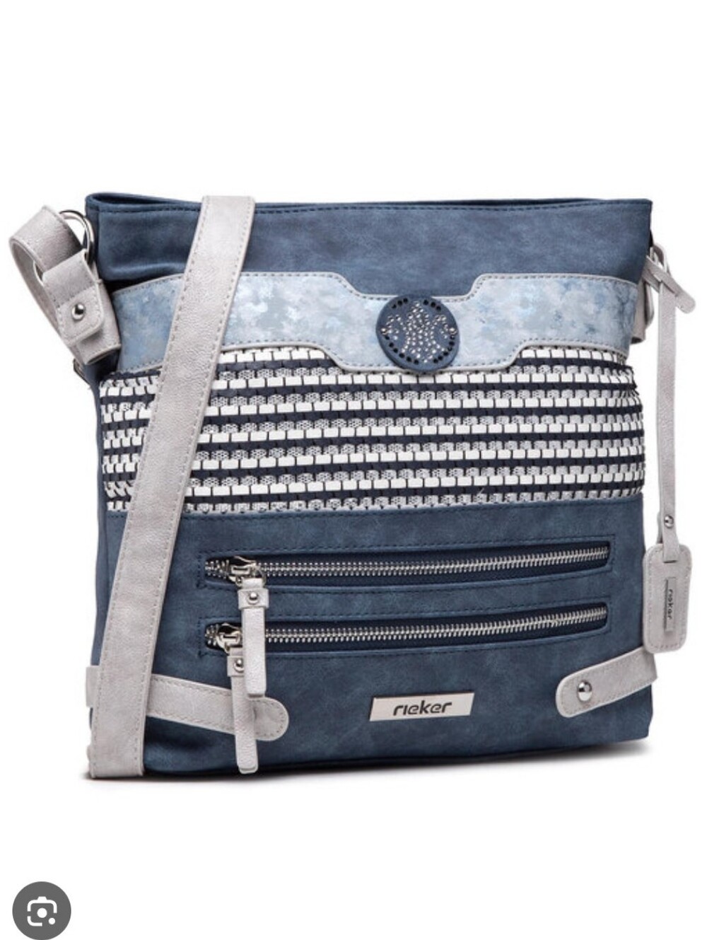 Rieker Women's Gray Crossbody Bag with Metallic Accents